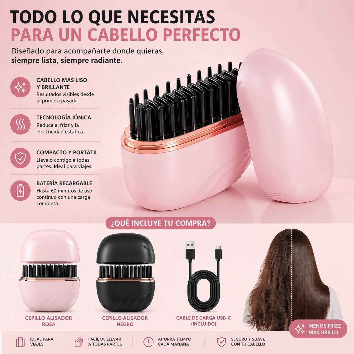 Portable Hair Straightening Brush